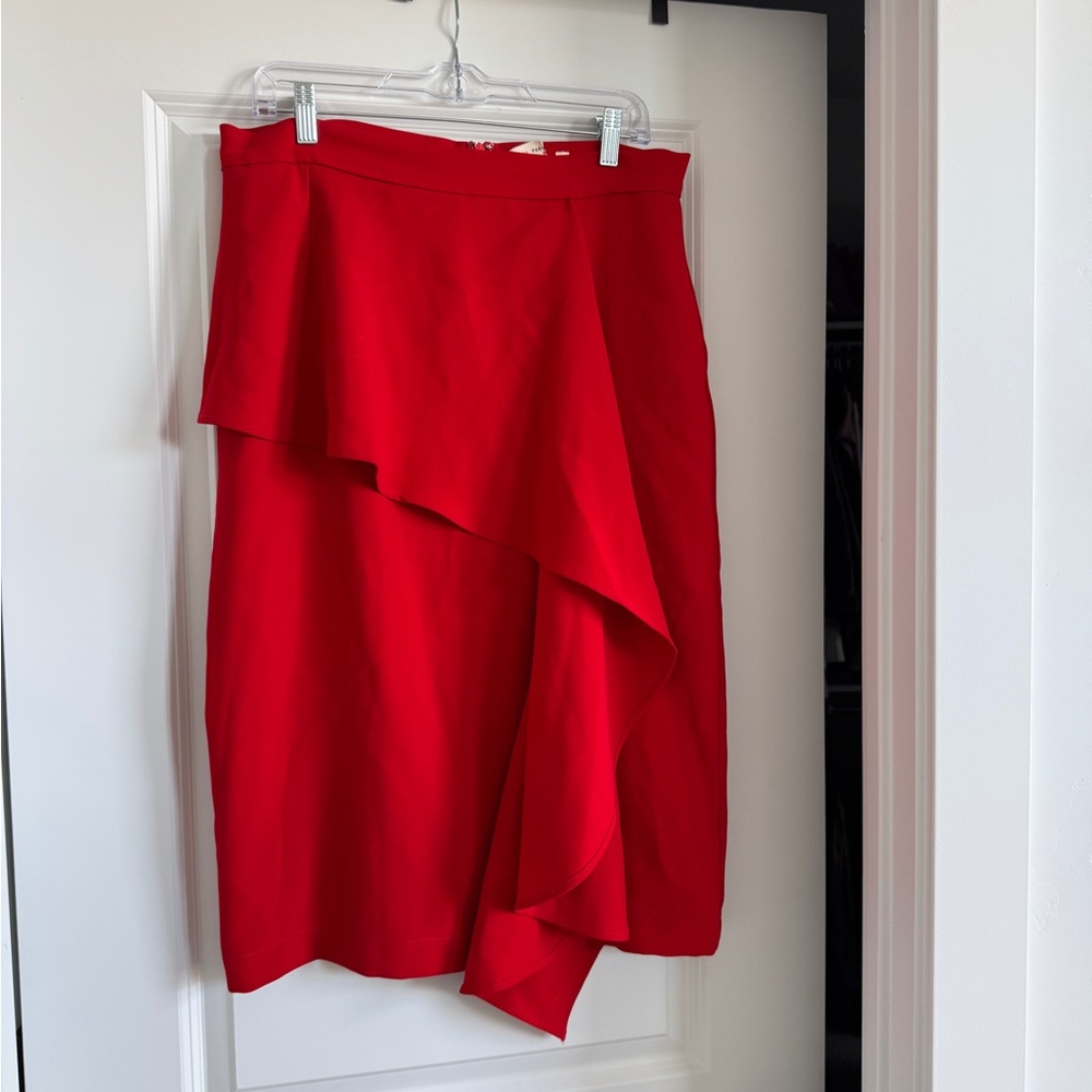 Rachel Parcell Asymmetrical Red Skirt Knee Length